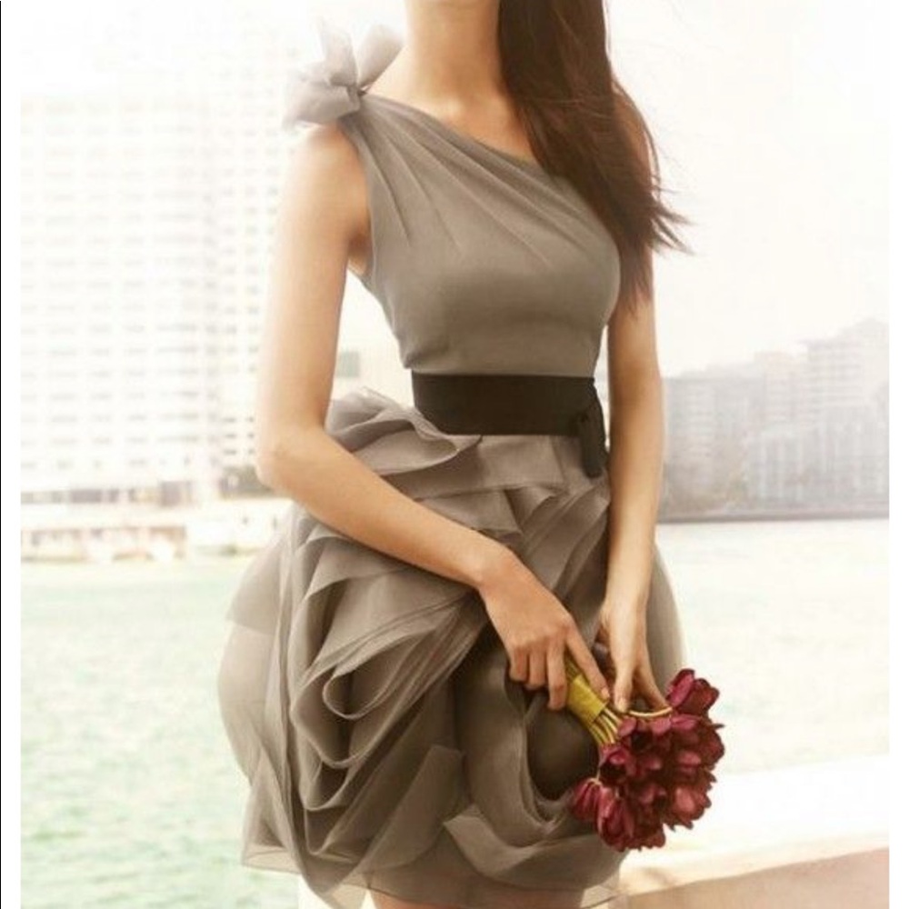 White by Vera Wang One Shoulder Organza Dress